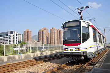 Image showing Moving train in Hong Kong at day