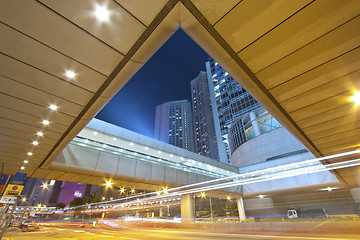 Image showing Busy traffic in Hong Kong at night