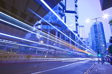 Image showing Traffic in city at night