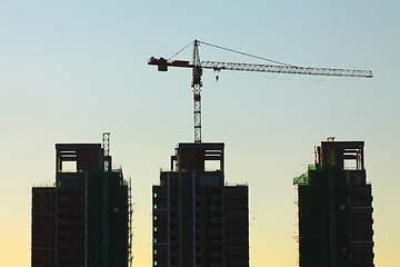 Image showing Construction site with crane and building 