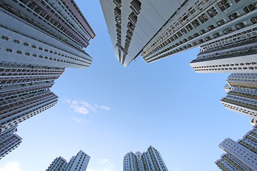 Image showing Hong Kong packed housing apartments