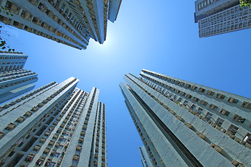 Image showing Packed Hong Kong public housing 
