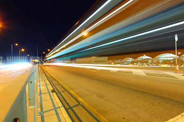 Image showing Traffic in Hong Kong at night