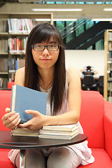 Image showing Asian girl student in library