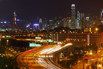 Image showing Traffic in Hong Kong at night