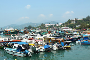 Image showing Fishing and house boats anchored in Cheung Chau harbour. Hong Ko