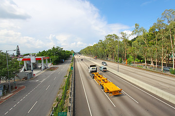 Image showing Highway in Hong Kong with moving cars