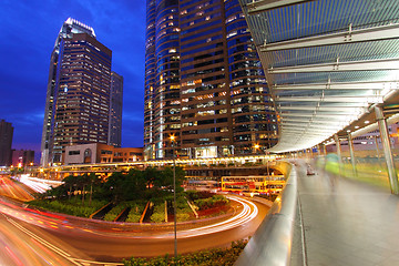 Image showing Traffic through downtown of Hong Kong at night