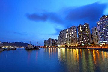 Image showing Hong Kong night view in downtown area