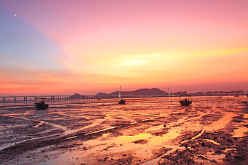 Image showing Sunset along the coast at magic hour