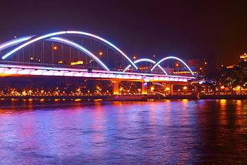 Image showing Guangzhou bridge at night in China