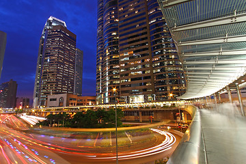 Image showing Traffic through downtown of Hong Kong at night 