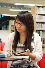 Image showing Asian girl student in library