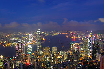 Image showing Office buildings in Hong Kong at night