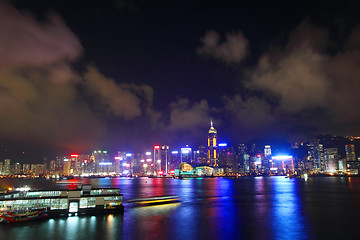 Image showing Hong Kong harbour at night time