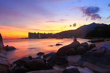 Image showing Sunset along the coast in Hong Kong