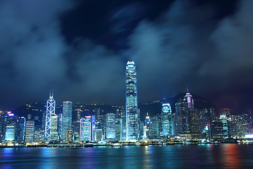 Image showing Hong Kong skyline in cyber toned at night