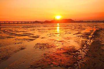 Image showing Sunset along the coast