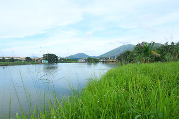 Image showing Hong Kong villages and pond area