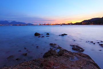 Image showing Sunset along the coast in Hong Kong