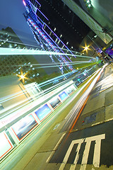 Image showing Traffic in Hong Kong city at night