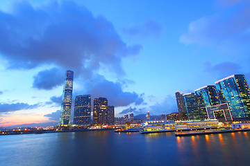 Image showing Hong Kong sunset view at Kowloon district