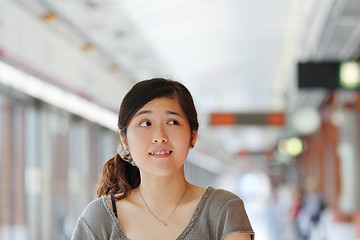 Image showing Asian woman thinking with curiousity