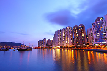 Image showing Hong Kong night view in downtown area