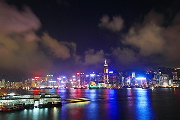 Image showing Hong Kong harbour at night time