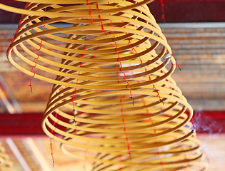 Image showing Incense coil in a Chinese temple