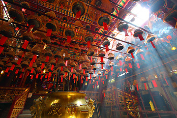 Image showing HONG KONG - 26 Jul, Man Mo temple in Hong Kong with many incense