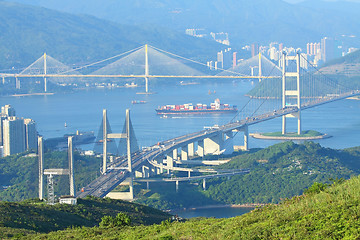 Image showing Three famous bridges in Hong Kong at day