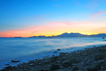 Image showing Sunset along the coast