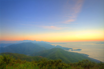 Image showing Majestic mountain landscape at sunset 