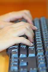 Image showing Human hands using computer