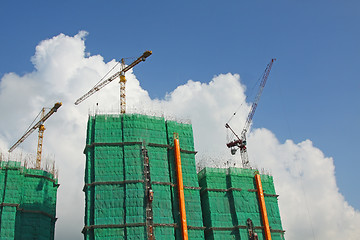 Image showing Construction site with crane and building 