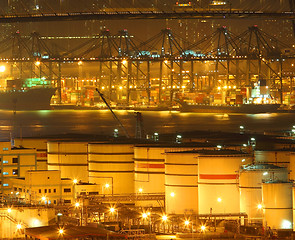 Image showing Oil tanks in container terminal 