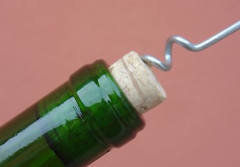 Image showing corkscrew and the wine bottle