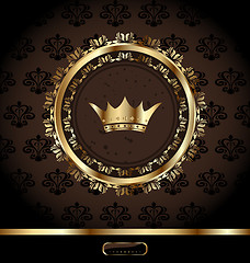 Image showing Vintage background with decorative frame and crown