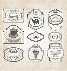 Image showing Set of vintage ornate labels, decor design elements