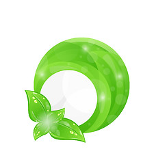 Image showing Green round frame with leaf elements, eco background