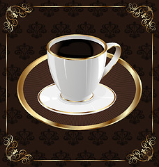 Image showing Cute ornate vintage wrapping for coffee, coffee cup