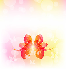 Image showing Elegant invitation with red transparent butterfly and copy space