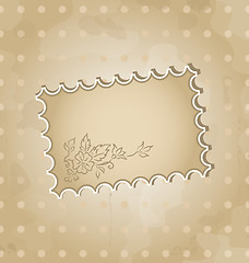 Image showing Grunge background with vintage floral label