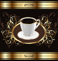 Image showing Vintage background for packing coffee, coffee cup