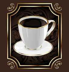 Image showing Vintage label for wrapping coffee, background with coffee cup