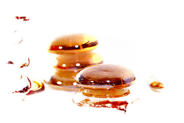 Image showing Lot of Orange Pills - Towers. Macro & Isolated on white