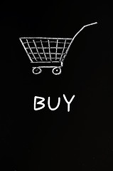 Image showing Shopping cart drawn with chalk