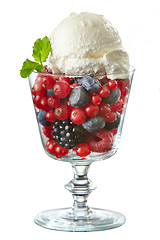 Image showing glass of fresh berries with ice cream