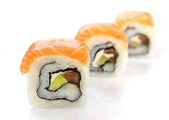 Image showing sushi with salmon and avocado